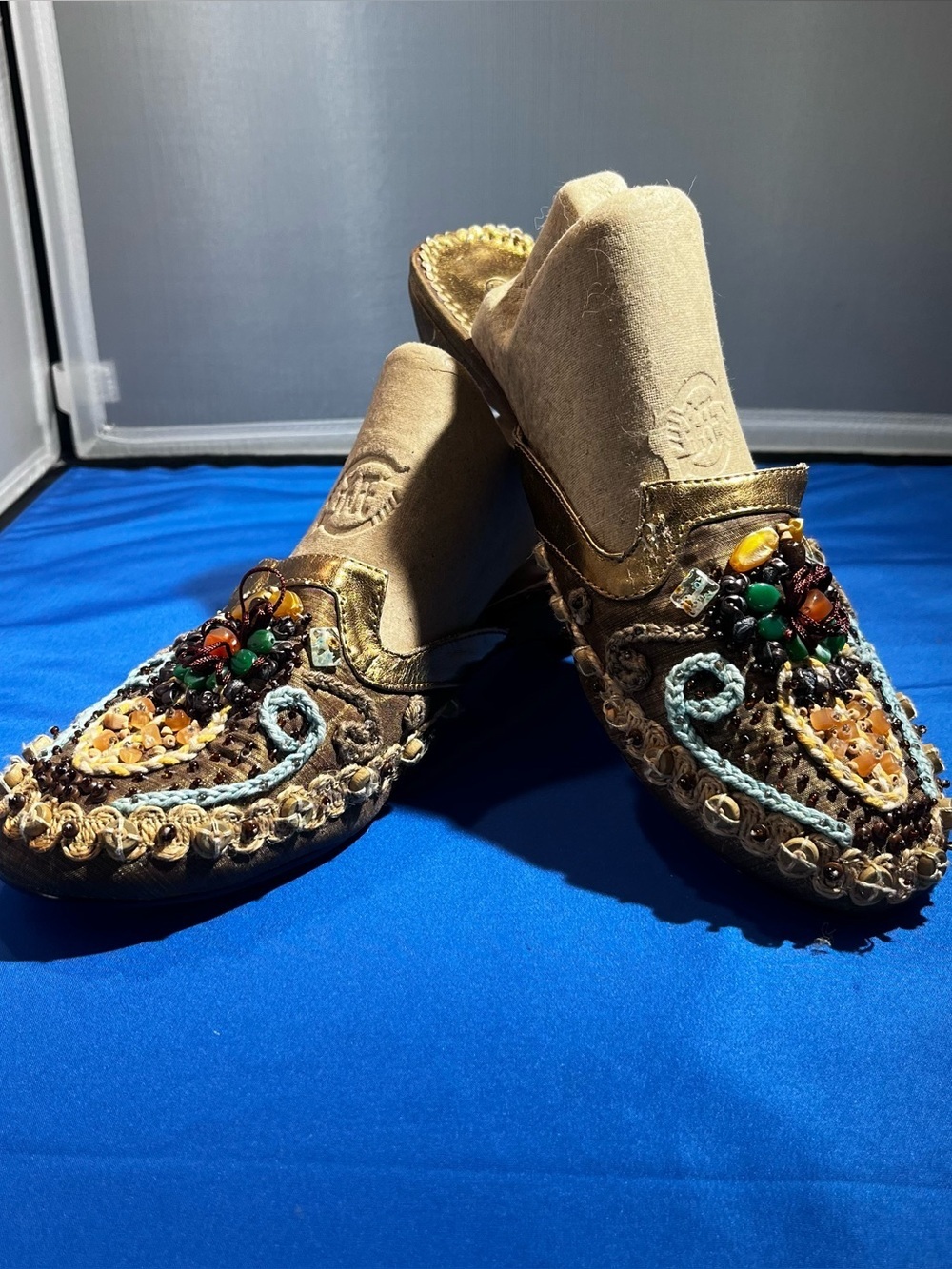 Amanda Moroccan lights slip on beaded mule shoes